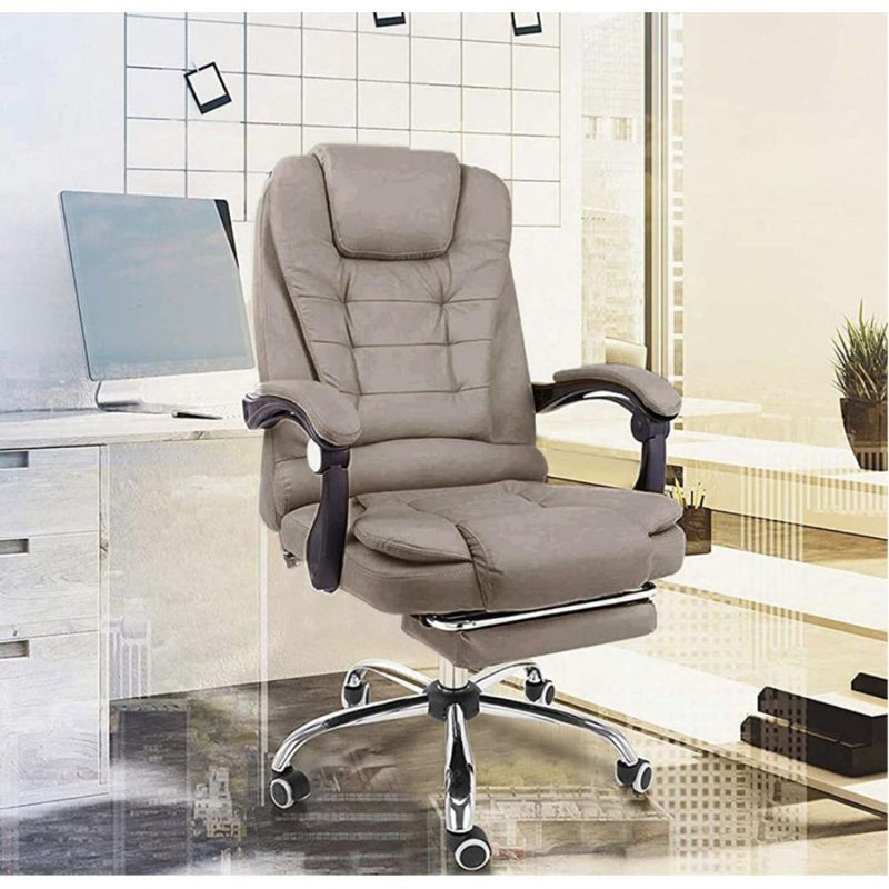 Harward Office Chair With Massager & Footrest In Khaki Colour