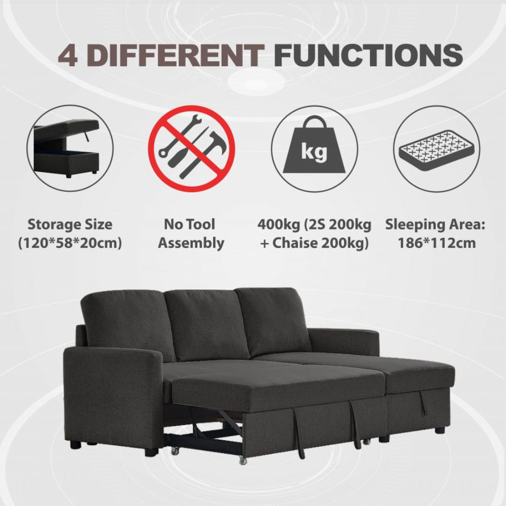 Corner Sofa Black & Sofa Bed With Storage