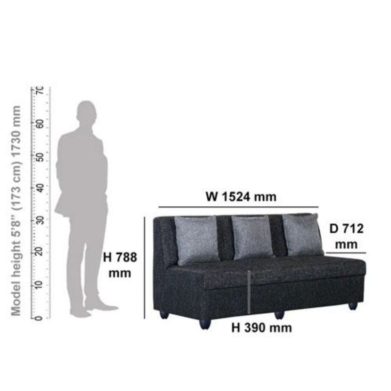 Bantia New Delta Fabric 3 + 1 + 1 Sofa Set (Color - Dark Grey)