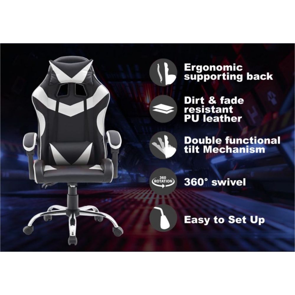 Quad Ergonomic Gaming Chair in White Colour