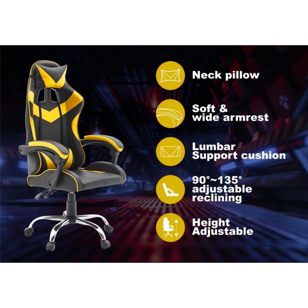 Quad Ergonomic Gaming Chair in Yellow Colour