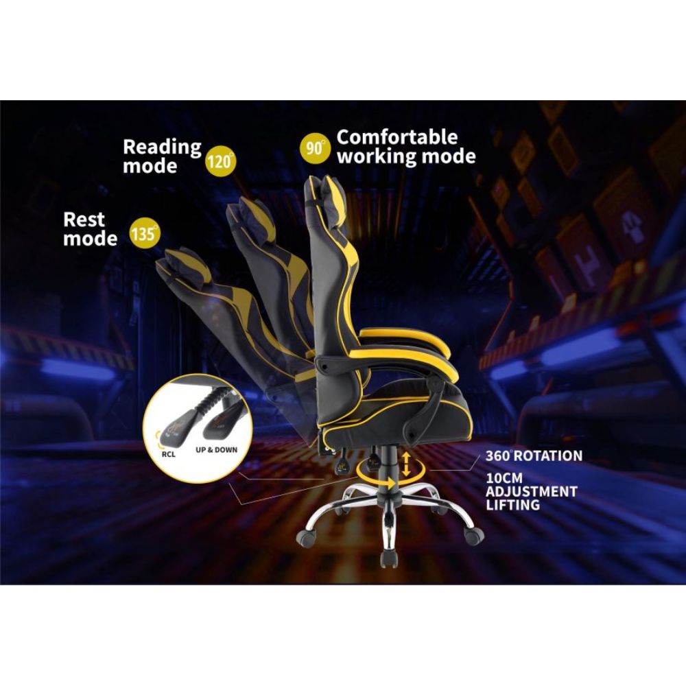 Quad Ergonomic Gaming Chair in Yellow Colour