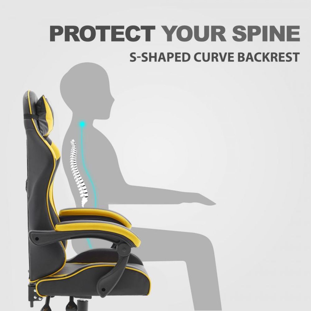 Quad Ergonomic Gaming Chair in Yellow Colour