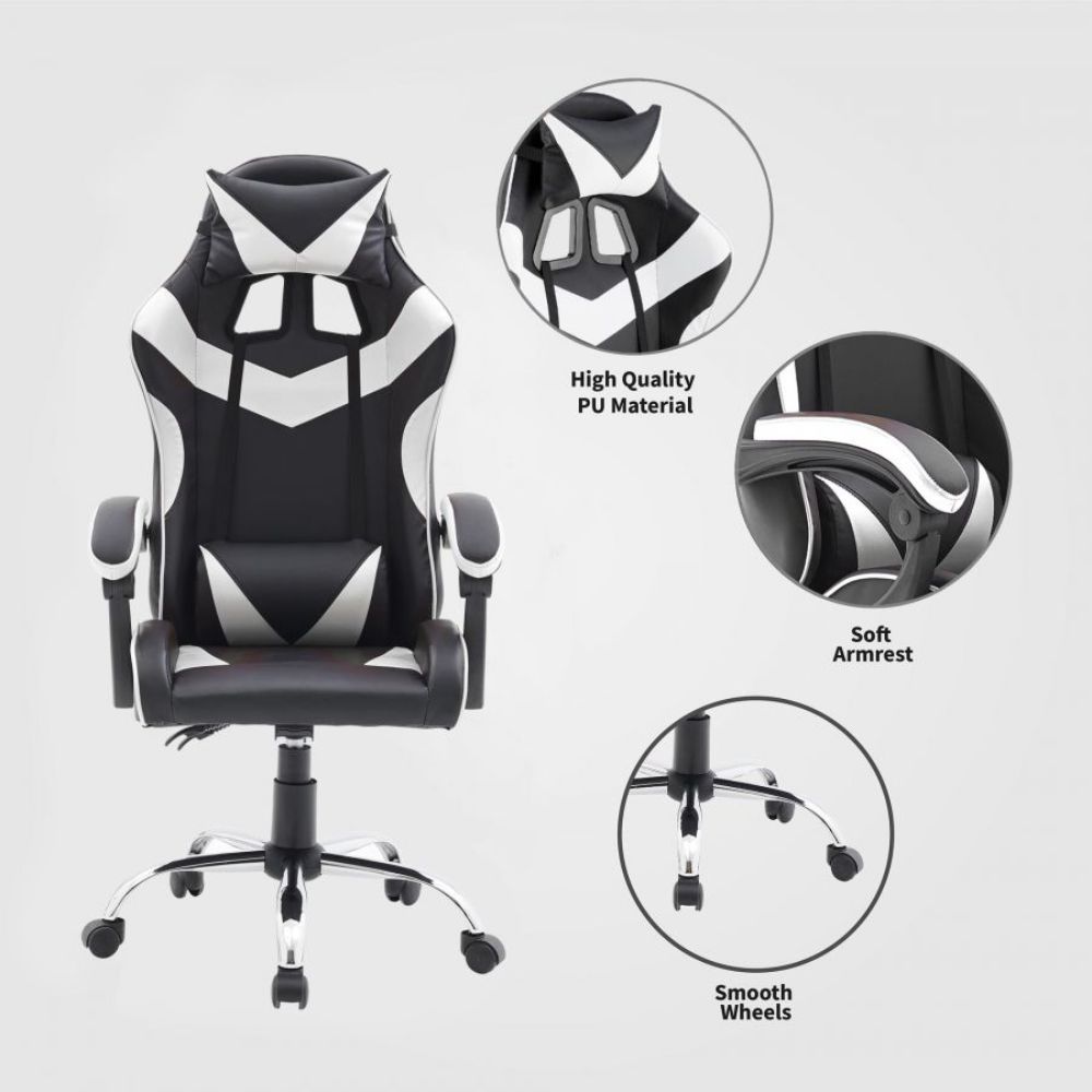 Quad Ergonomic Gaming Chair in White Colour