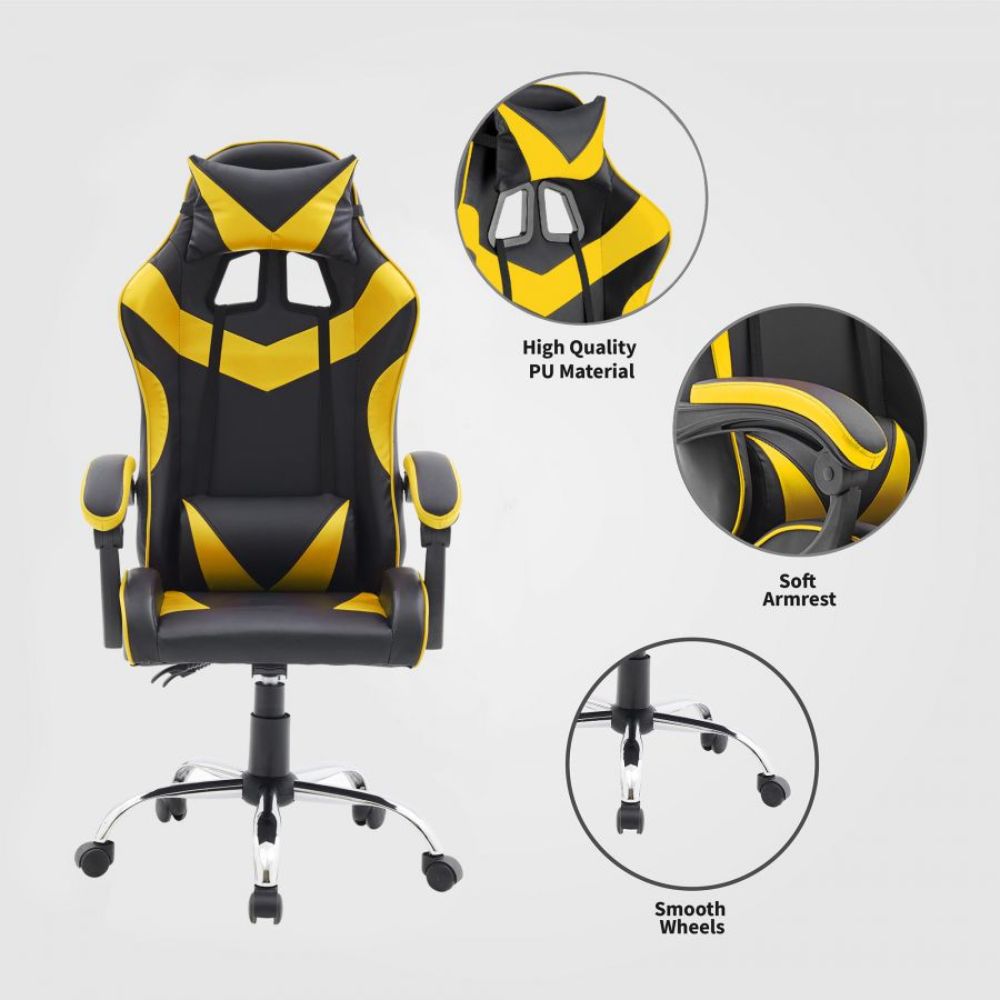 Quad Ergonomic Gaming Chair in Yellow Colour