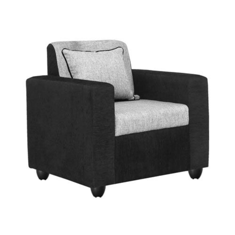 Bantia Tulip Fabric 3+1+1 Sofa Set Black Grey